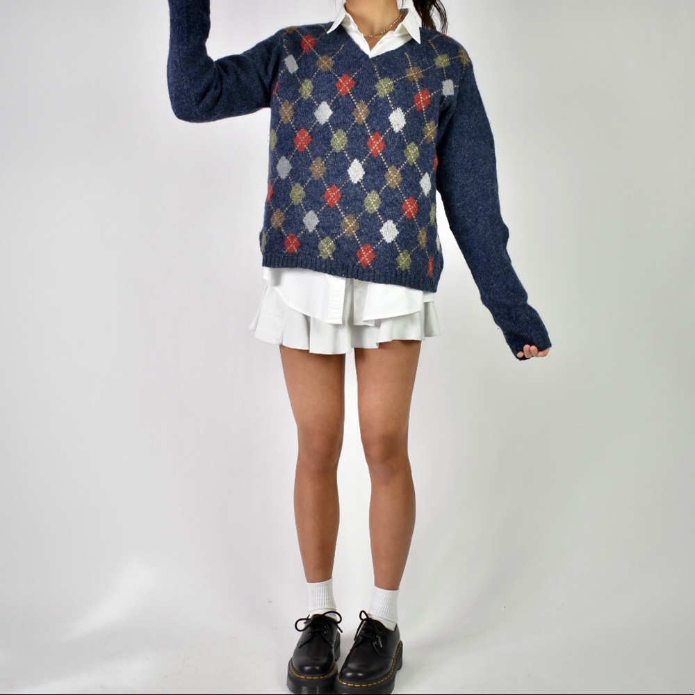 Vintage 1980s Shetland wool argyle sweater